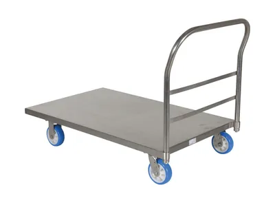 Vestil SSPT-3048 stainless steel platform truck shown from an alternate angle