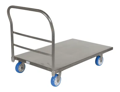 Vestil SSPT-3048 stainless steel platform truck shown from an alternate angle
