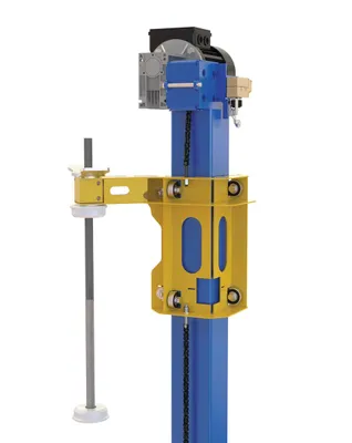 Vestil SWA-5070LP-PMO-RF powered stretch wrap machine shown from an alternate angle