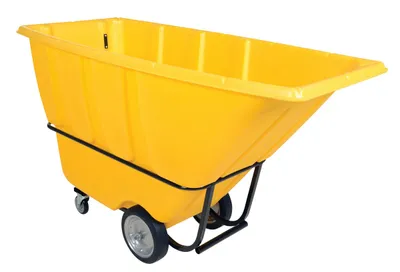 Vestil Plastic Heavy Duty Tilt Truck 1 Cubic Yard 2100 Lb. Capacity Yellow