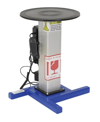 Vestil Steel Turntable 18 In. Diameter DC Powered 27-43 In. Height Adjustment 24V 750 Lb. Capacity Blue