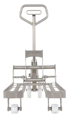 Vestil ULM-PM-2045-30 stainless steel pallet truck shown from an alternate angle