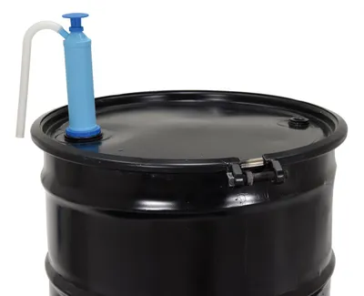 Vestil VDP self-venting drum pump shown from an alternate angle