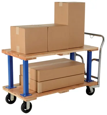 Vestil VHPT/D-2448 double & triple decker hardwood platform cart shown from an alternate angle