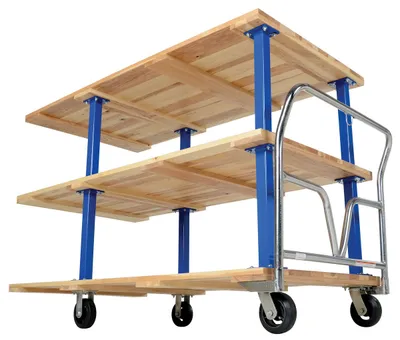 Vestil VHPT/TD-3672 double & triple decker hardwood platform cart shown from an alternate angle