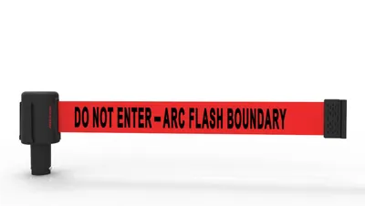 Vestil Plastic Web Barrier Retractable Arc Flash Banner Red / Black