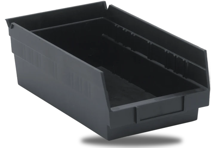 Quantum QSB102COCS Economy Shelf Bin, 11-5/8"D x 6-5/8"W x 4"H, 35 lb capacity, Black, Case of 30