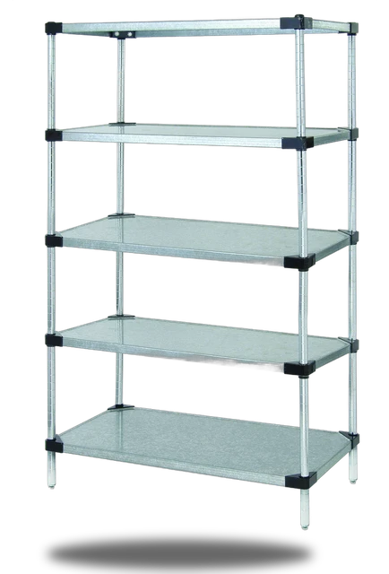 Quantum WR86-2472SG-5X Solid Shelving Starter Kit, 72"W x 24"D x 86"H, 400-600 lb capacity, Galvanized