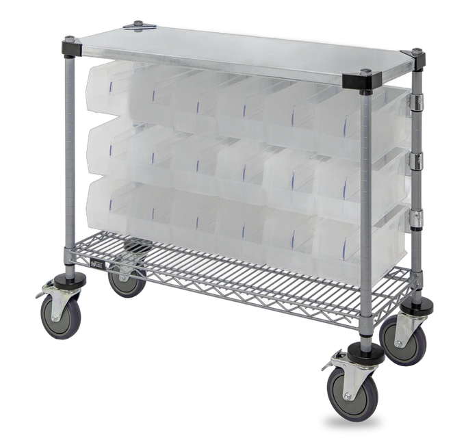 Quantum WRC-CC1436GYCL Wire Condiment Cart, 14"W x 36"D x 33"H, Gray