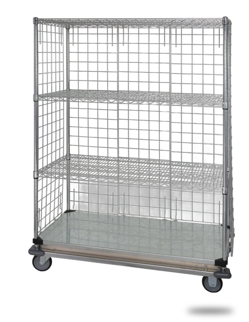 Quantum WRDBS-63S-2460EP-LHE Mobile Wire Enclosed Cart, 60"W x 24"D x 69"H, 1200 lb capacity, Chrome