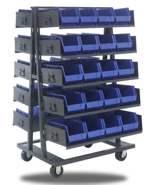 Quantum TTD-OT15-240CL Double-Sided Removable Tray Truck System, 38"W x 40"D x 67"H, 2000 lb capacity, Black