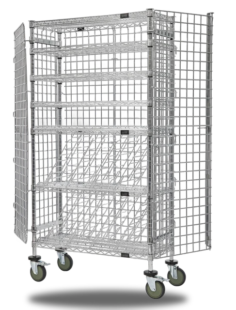 Quantum M1448-69MIXSEC Mobile Mixed Wine Security Unit, 48"W x 14"D x 74"H, Chrome