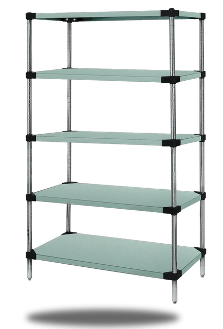 Quantum WRS5-86-2472SS Solid Shelving Starter Kit, 72"W x 24"D x 86"H, 400-600 lb capacity, Stainless